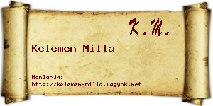 Kelemen Milla névjegykártya